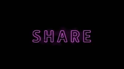 Animation-of-flickering-neon-share-text-on-black-background