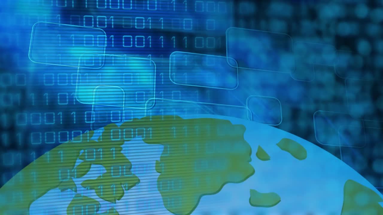 Animation of shapes over globe and data processing