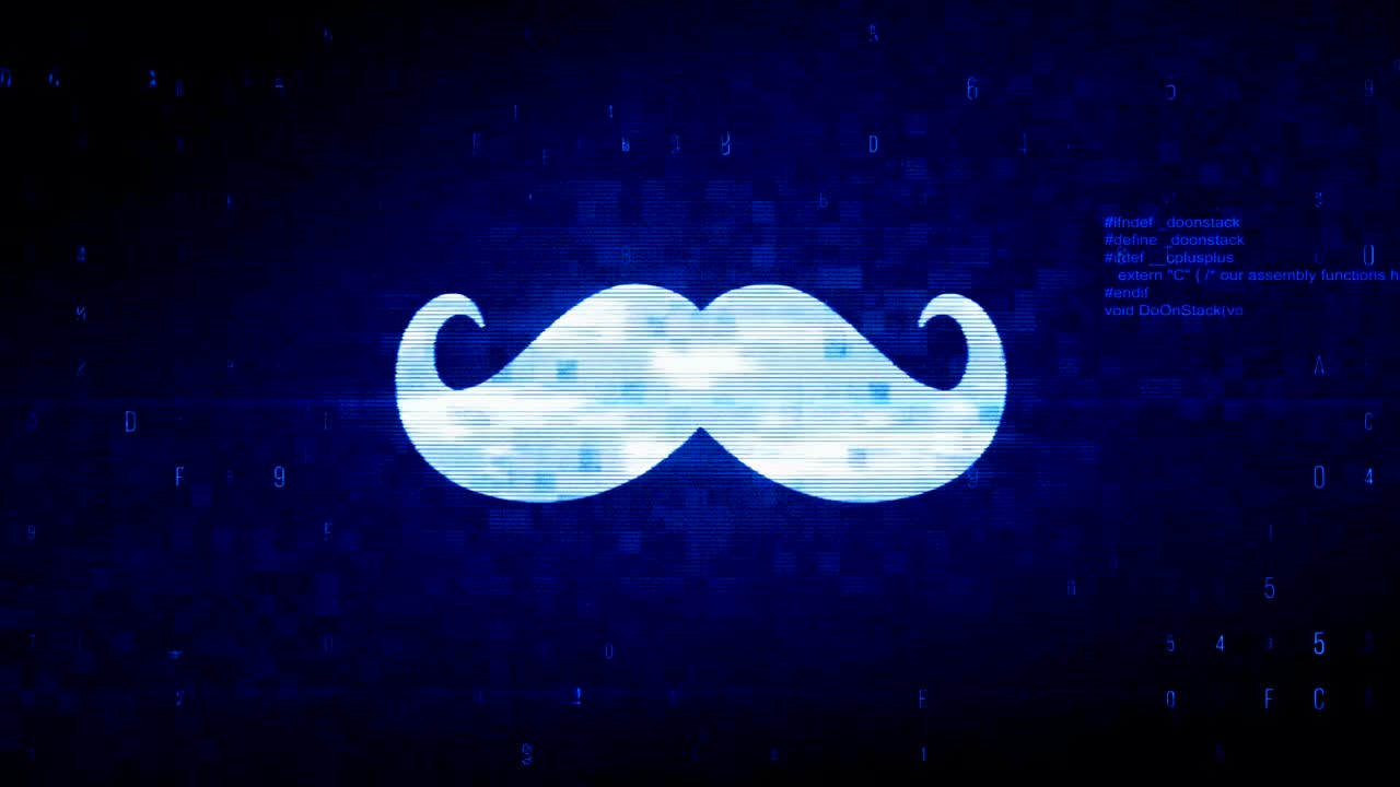el símbolo del bigote es una animación de error de ruido de píxeles digitales.