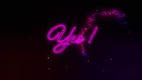 animation of yes neon text on black background