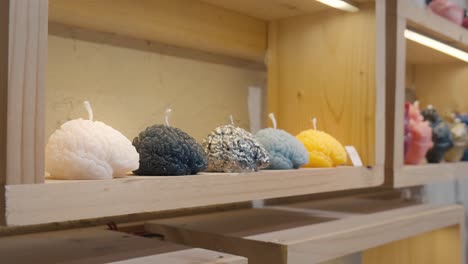 brain-shaped candles in various colors on display, la candela store, venice