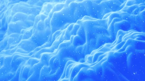 beautiful abstract 3d surface with glitter sparkles, abstract 3d waves run on surface in loop. blue gradient, soft matte material with light inner glow. smoothly 4k animation