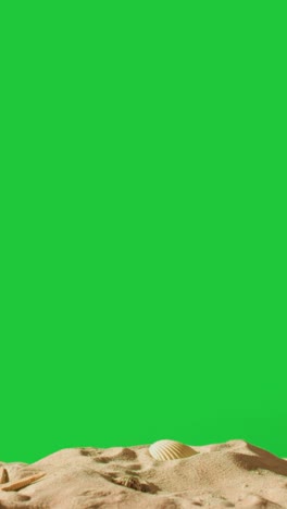 vertical video summer holiday concept person collecting shells starfish on sandy beach against green screen