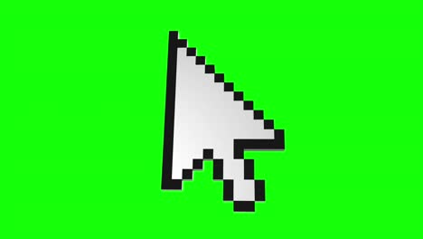 3d model of pixelated white arrow icon on green screen or chroma key.pointer isometric logo. animation