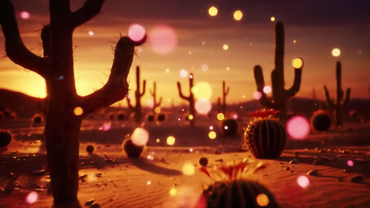 Desert Sunset with Cacti
