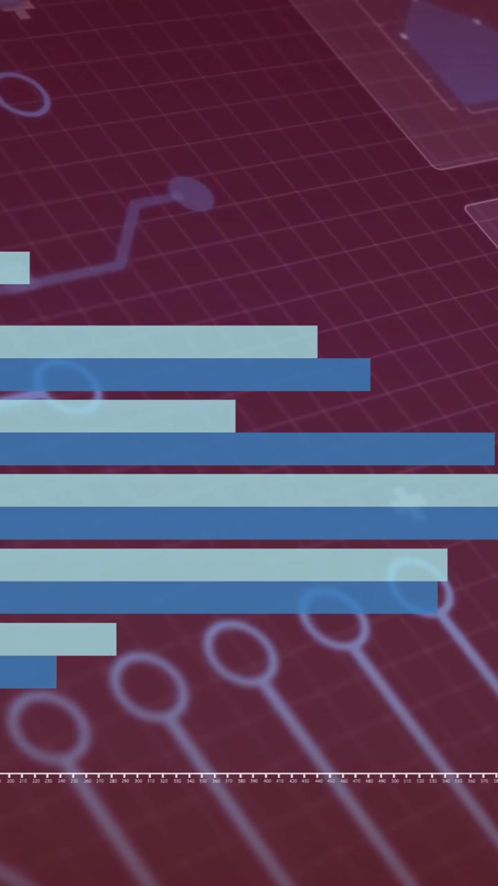 Bar chart showing monthly data over circuit board animation
