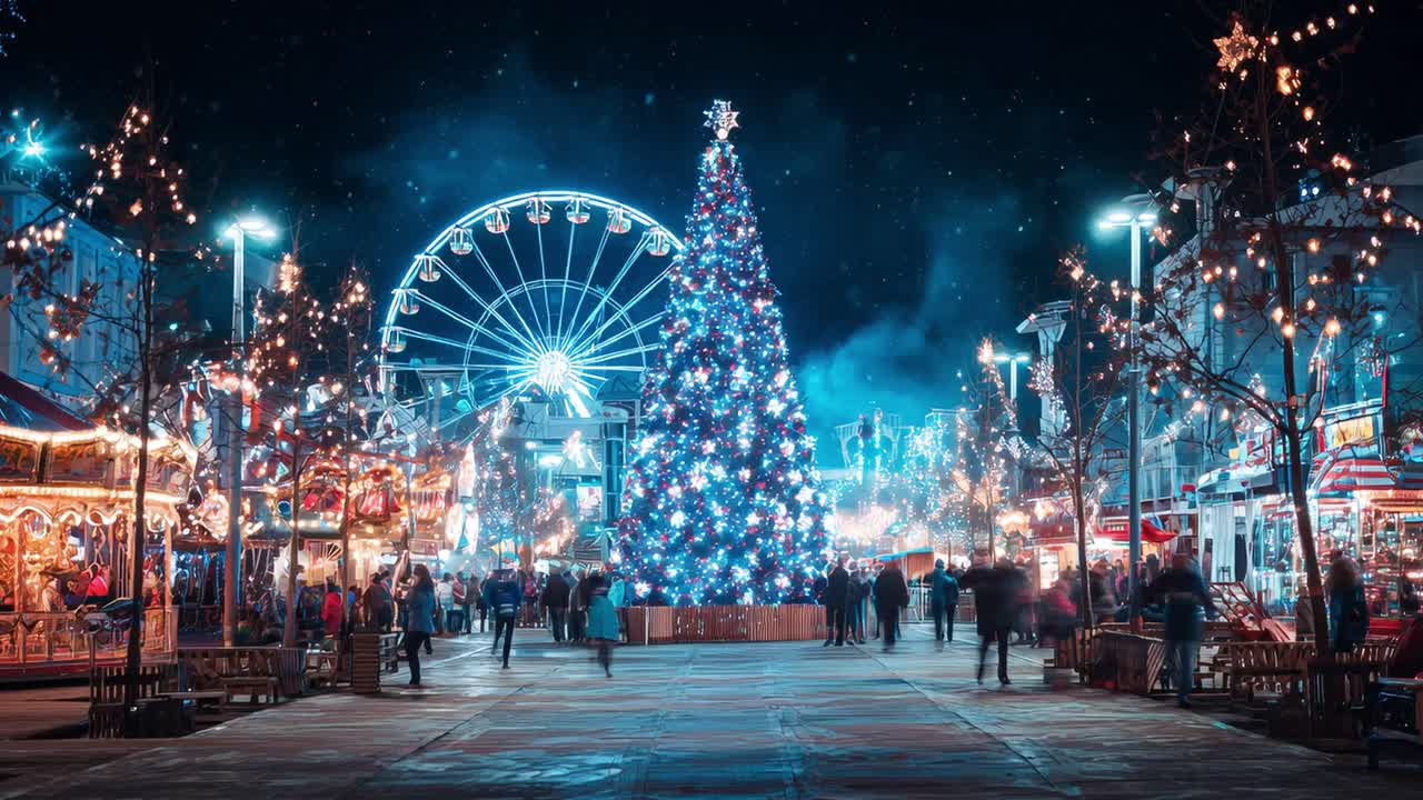 Festive Christmas Celebration with Ferris Wheel