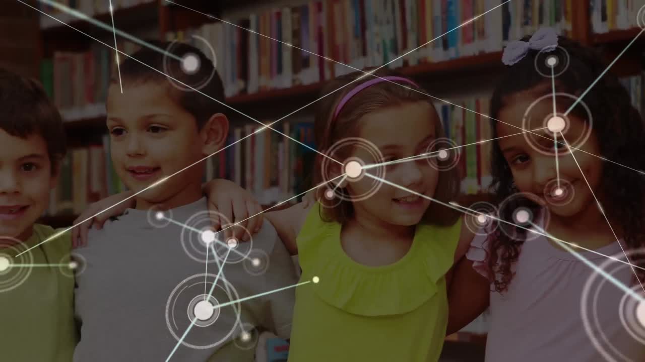 animación de redes de conexiones entre diversos escolares