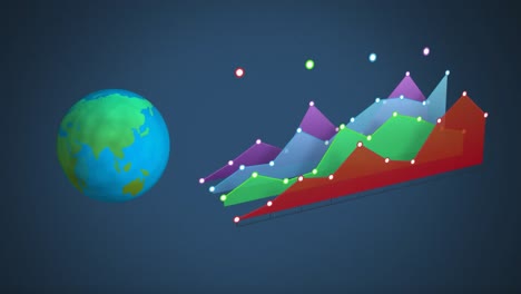 Globus-Und-Buntes-Diagramm-Auf-Dunklem-Hintergrund