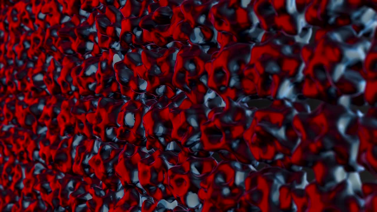 темно-красная таинственная изменяющаяся поверхность. цикл готовой анимации. анимация красного вещества в движении