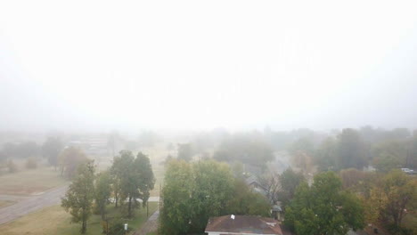 rural settlement in the countryside with foggy morning, tulsa, oklahoma, usa