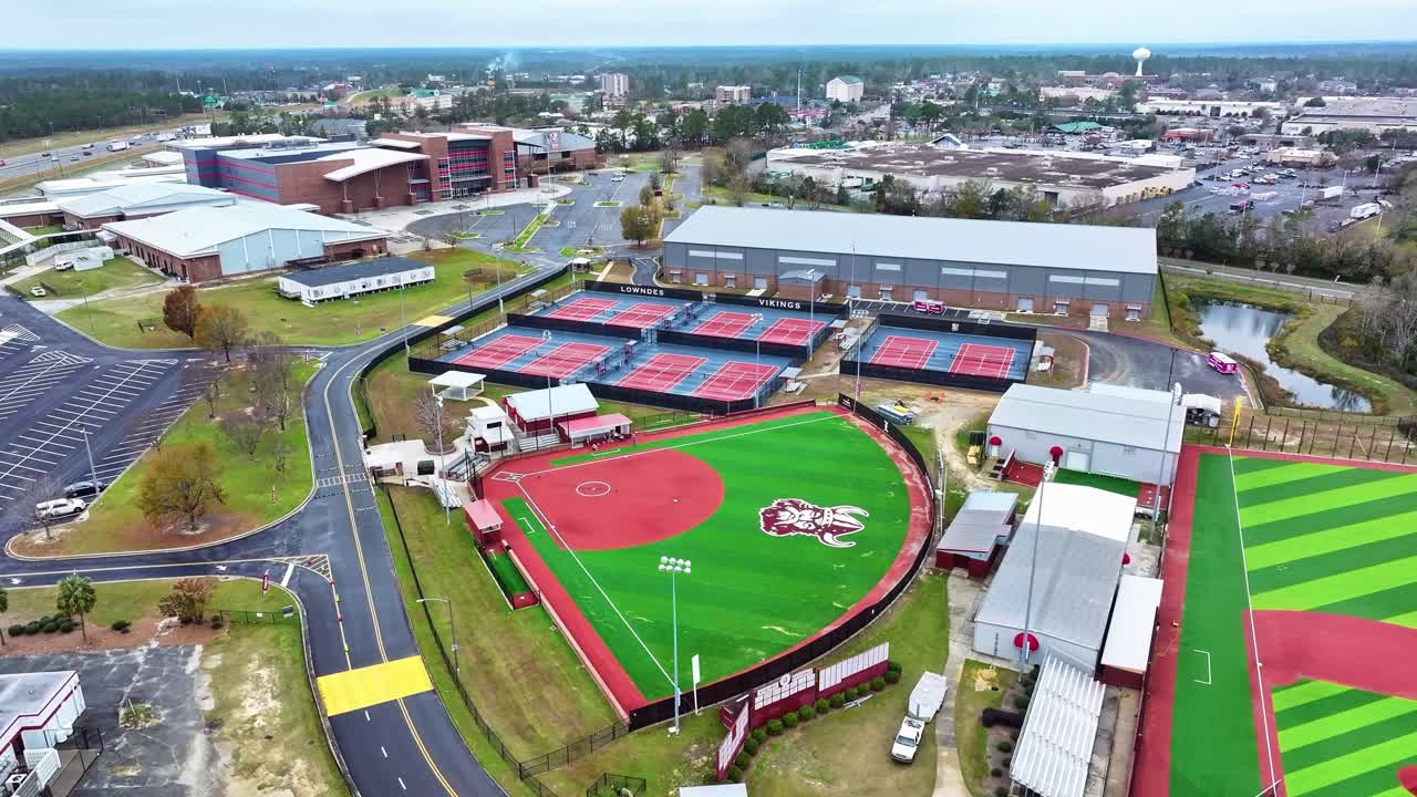 Lowndes High School Softball Field And Tennis Courts In Valdosta, Georgia, USA. - aerial shot
