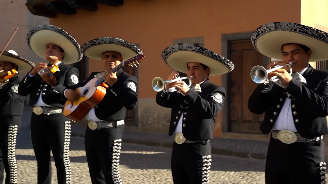 Mariachi Band Performing on a Street