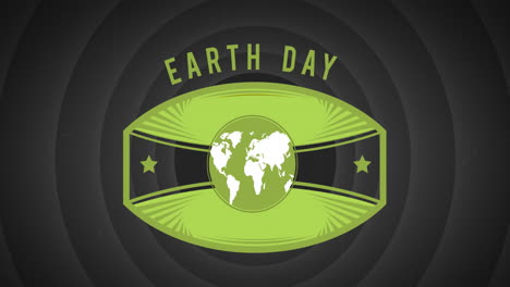 animation of earth day text over globe on black background