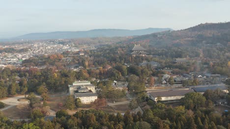 vista aérea del templo todaiji en el parque nara-koen, nara, japón