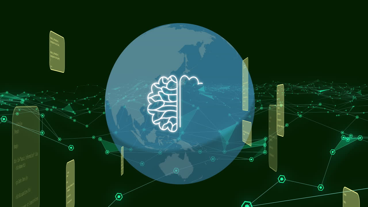 전 세계 인공지능 데이터 처리의 애니메이션
