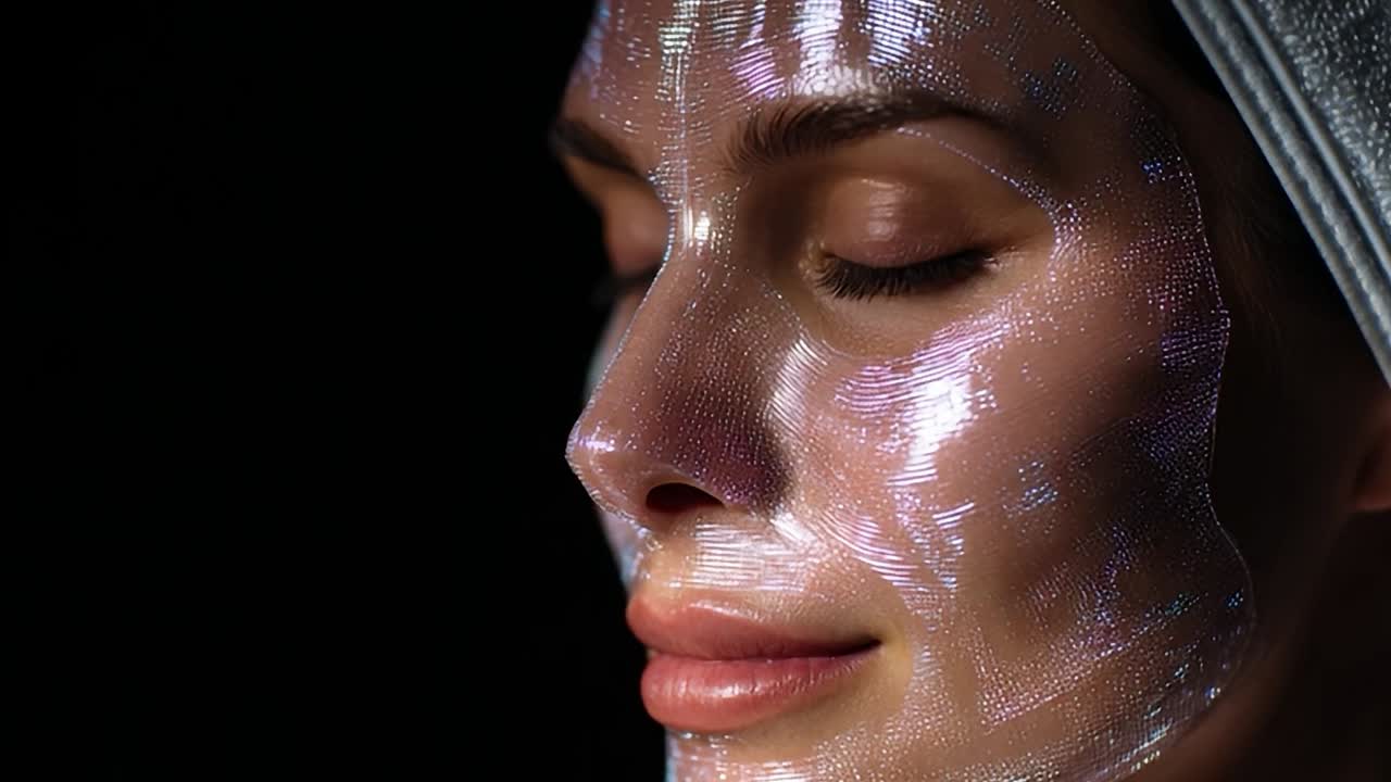 Kvinde slapper af med innovativ ansigtsbehandling i spa