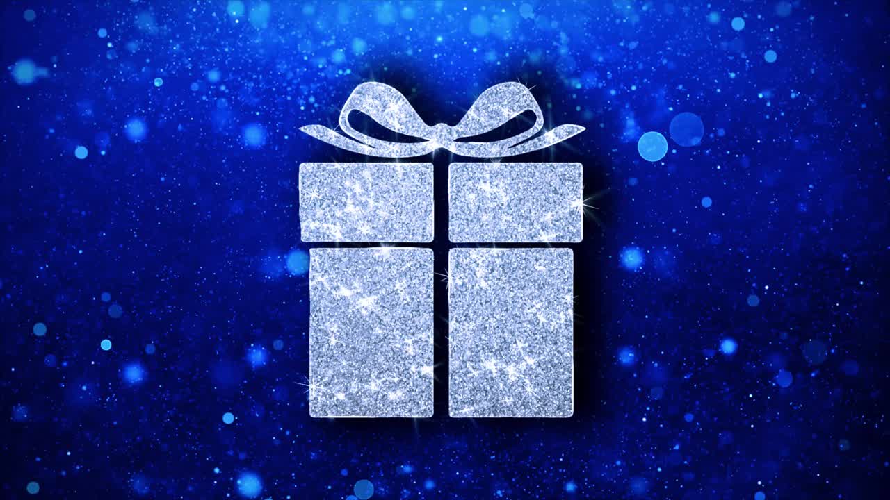 Glittering Gift Box on Blue Background