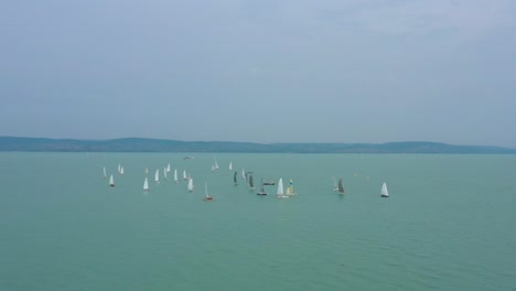A lot of sailing ships at the lake Balaton Recorded with a DJI Mavic 2 pro UHD 4K 30fps