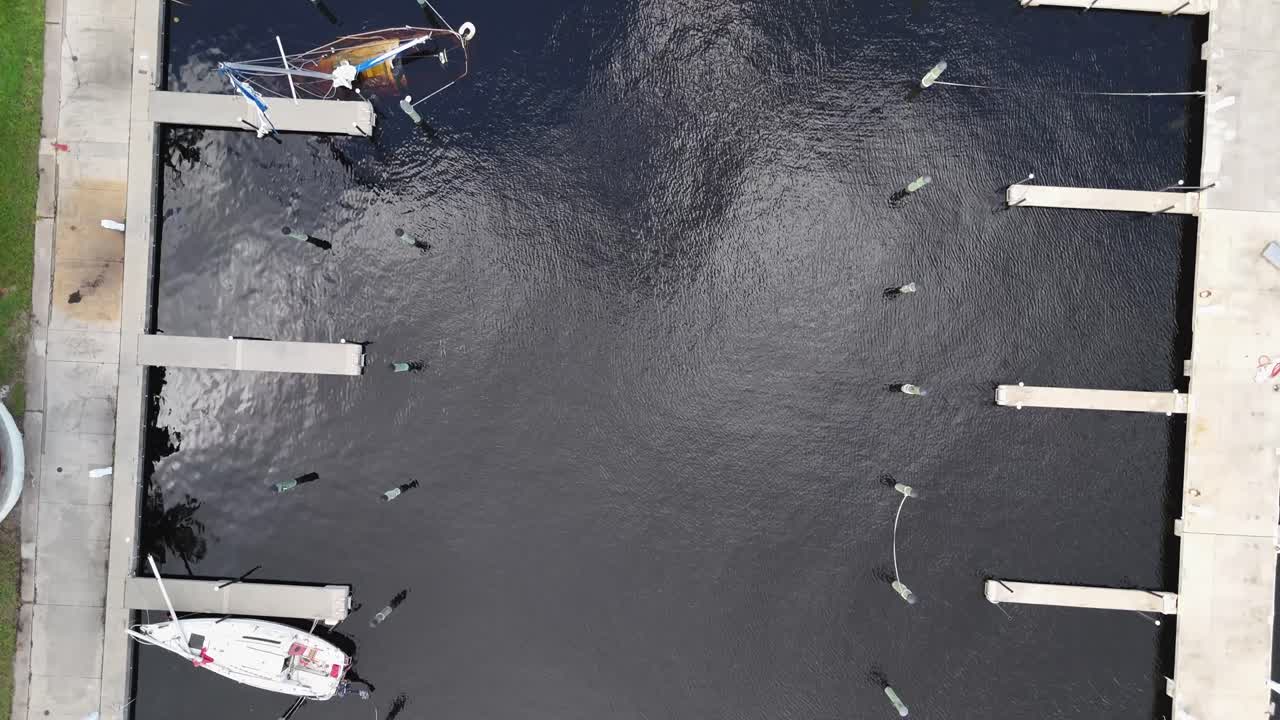 Aerial view of marina near downtown Ft