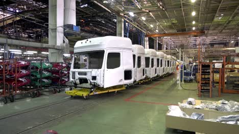 truck cab assembly line in a factory