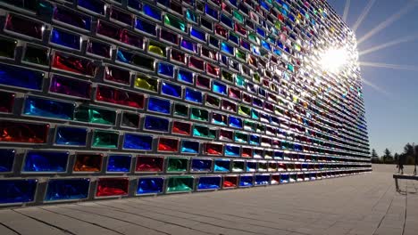 colorful glass wall building