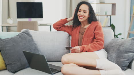 happy woman, credit card and online shopping