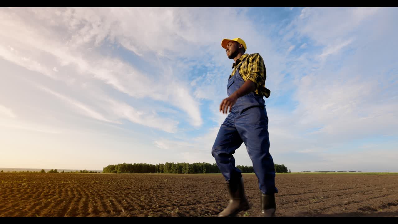 Farmer Walking in a Field