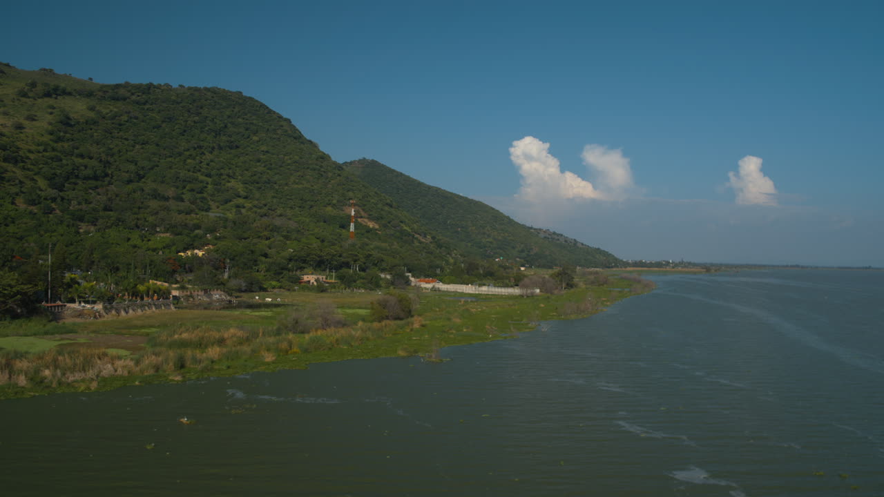 Flight Over Chapala Lake Daytime Boom Up
