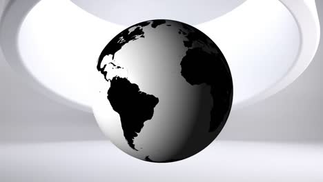 animation of spinning globe over white circle