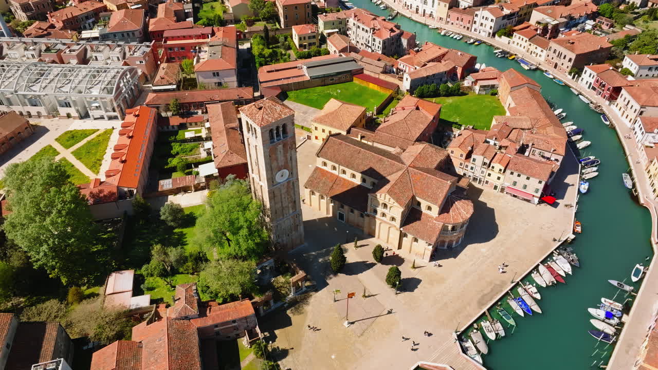 Aerial drone view of Church of Saints Mary and Donato, Murano, Italy