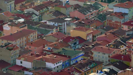 aerial view of a colorful city neighborhood