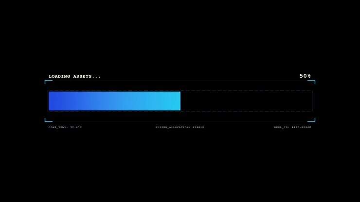 Digital Progress Bar Loading Interface on Black Background