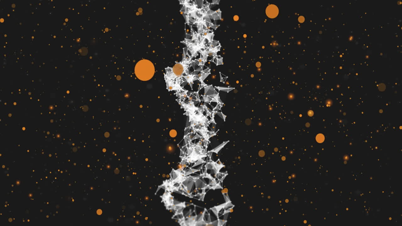 움직이는 점 위에 dna 줄무의 애니메이션