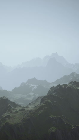 aerial view of misty mountain ranges