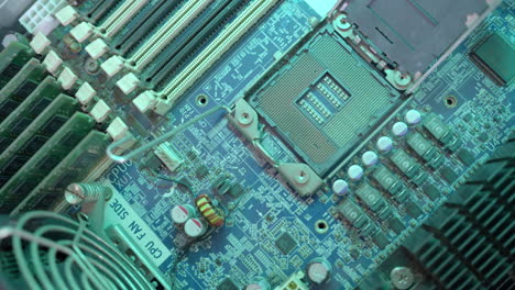 mother board of a workstation computer with processors and memory