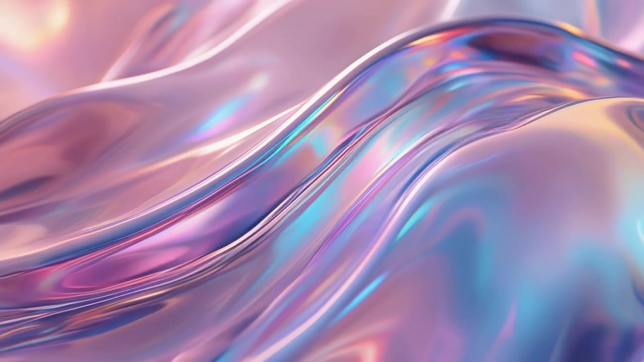 Abstract Liquid Motion with Iridescent Holographic Colors