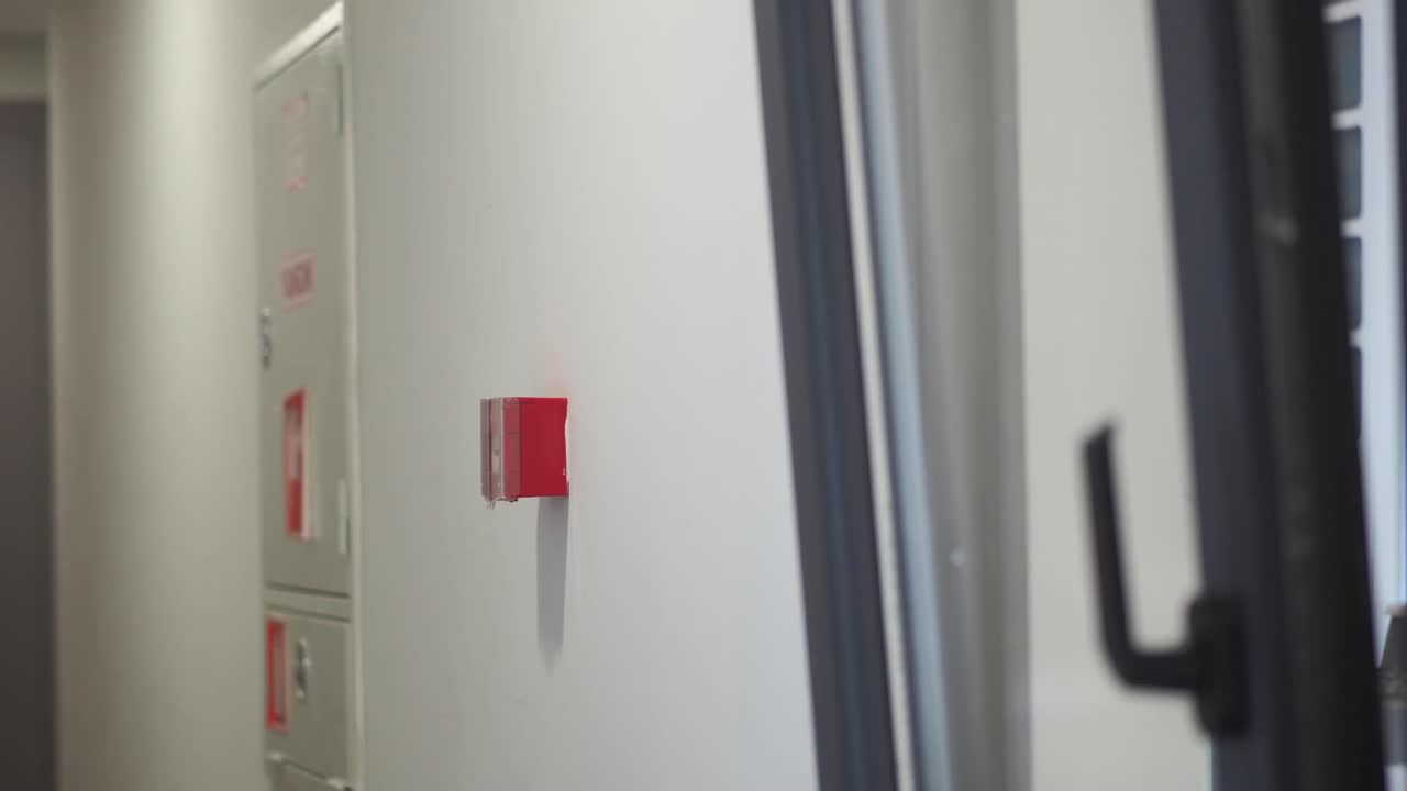 Fire safety equipment on a wall