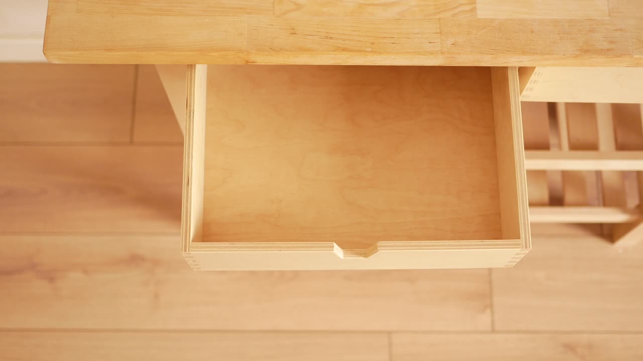 Empty Wooden Drawer on a Table