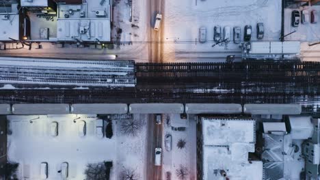 Aerial-footage-of-Chicago-Subway-Train-during-2019-Polar-Vortex