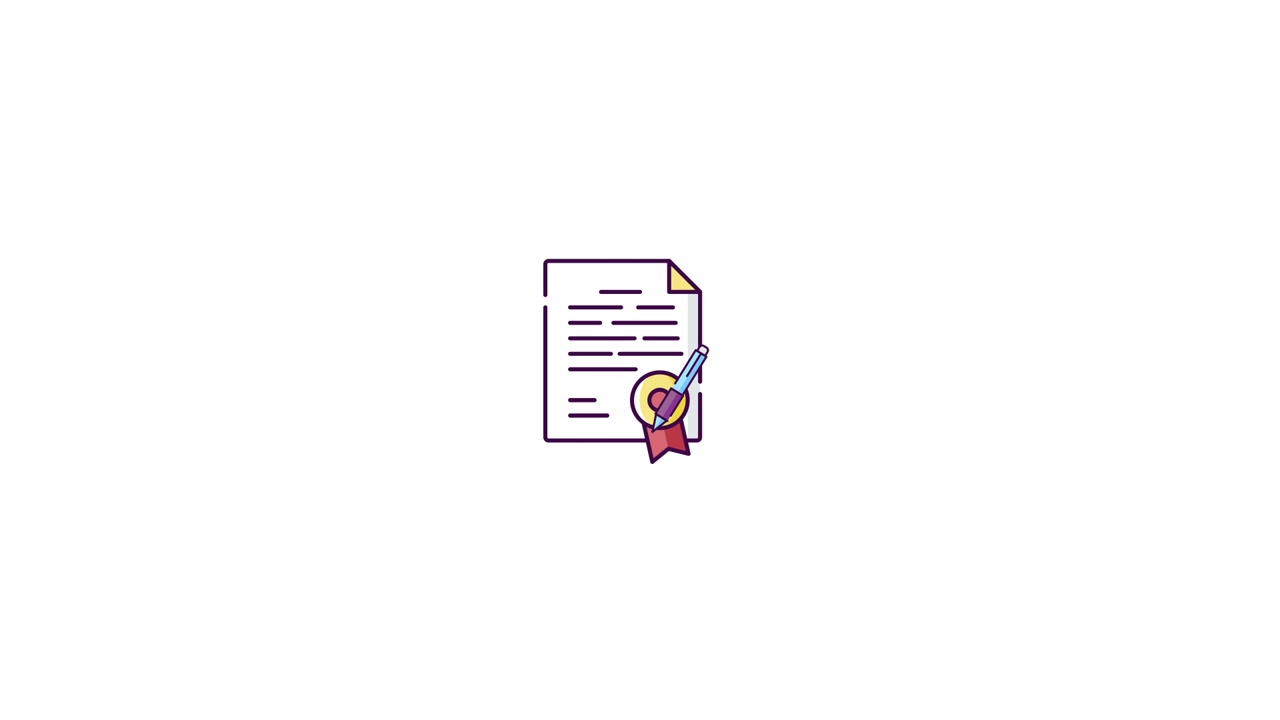 Animated Document Signing with Pen and Official Seal