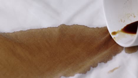 spilled hot coffee mugs on a white shirt. a white cotton shirt stained with brown coffee