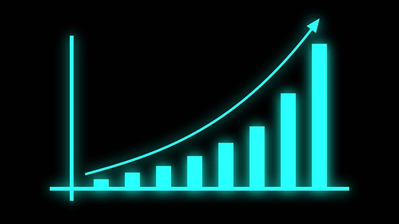 Blue growth chart on black background
