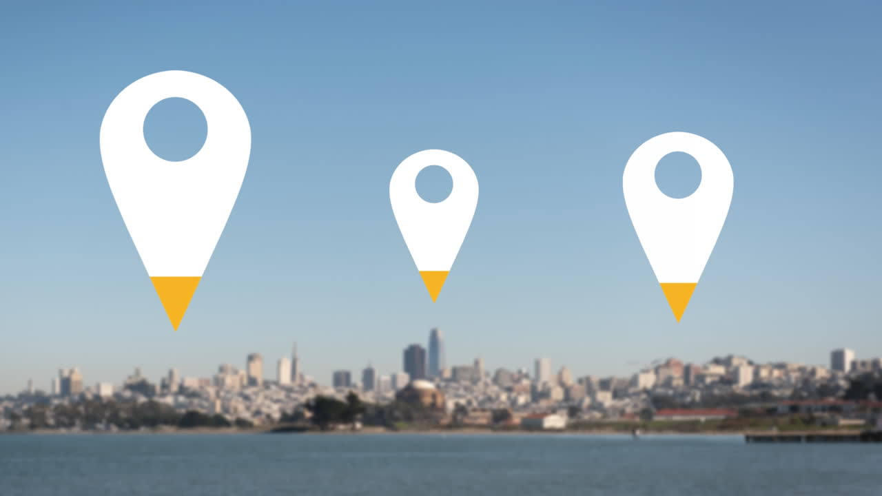 alfileres de ubicación sobre el paisaje