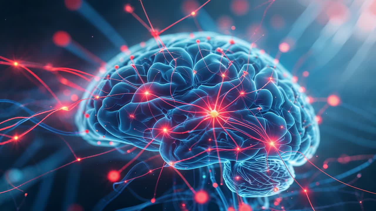 Abstract Representation of a Brain with Neural Network Connections