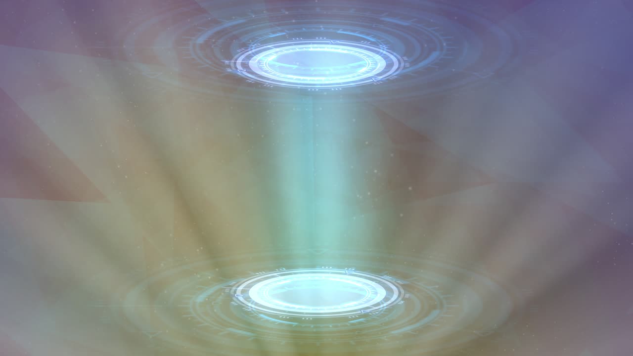 vívido fondo cibernético de dos círculos de hud, concepto de teletransporte de moda - abstracto 3d 4k 60 fps animación