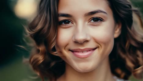 beautiful woman with curly hair smiling