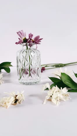 floral still life arrangement in a glass vase