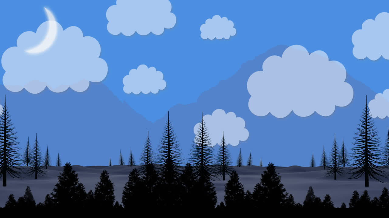 animación del paisaje por la noche