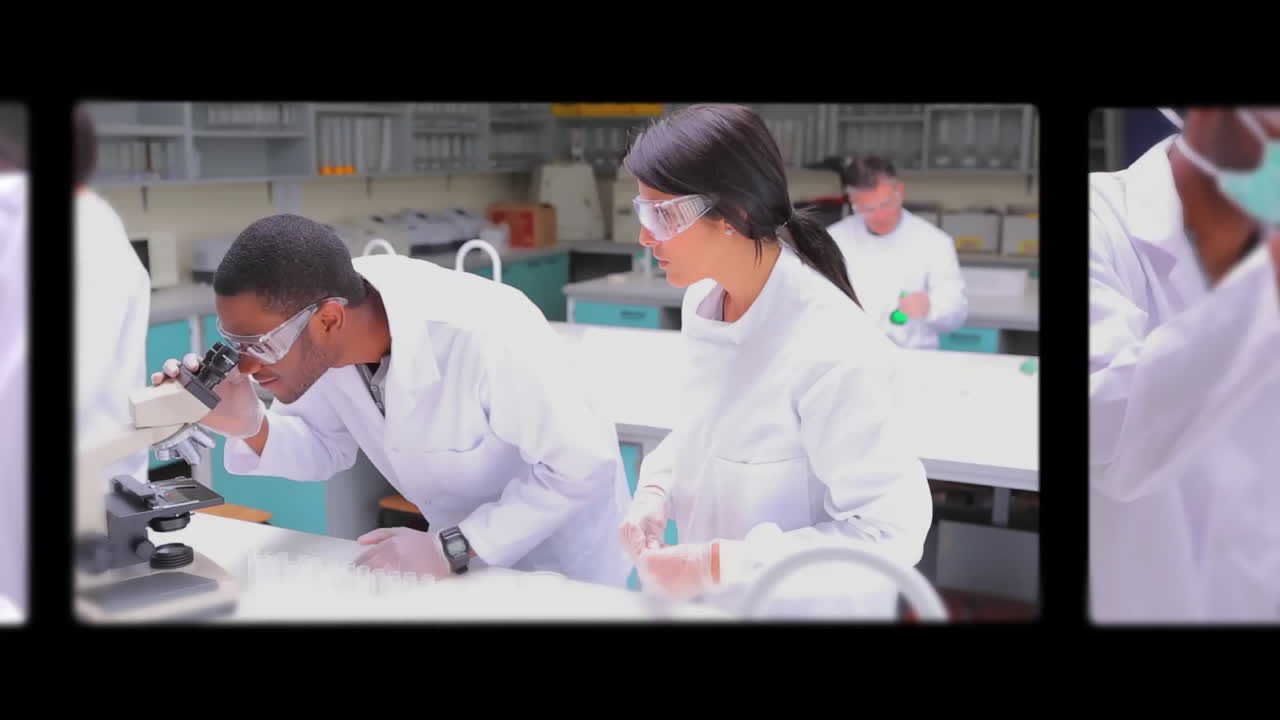 과학적인 장면을 보여주는 스크린의 조립